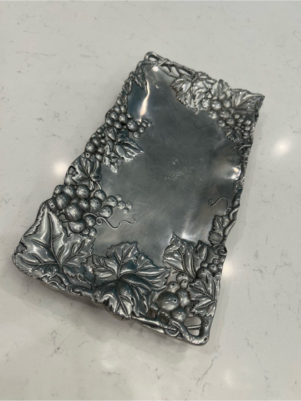 Arthur Court Silver-Tone Grape Leaf Rectangular Serving Tray